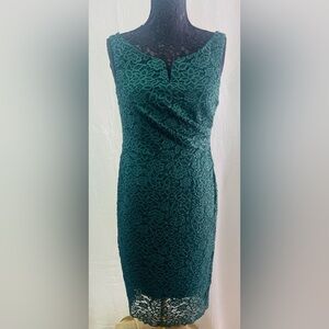 NWT Coast Zelda Deep Green Lace Shift Dress, Sz 14!